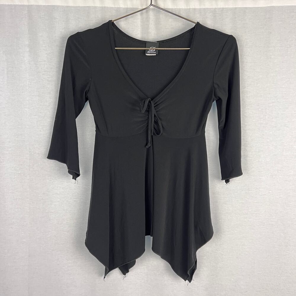 Vintage Y2K Dynamite Top Babydoll Black Asymmetrical Fairy Grunge Whimsigoth